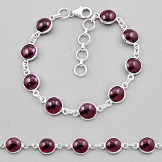 925 sterling silver 23.77cts tennis natural red garnet bracelet jewelry n38990