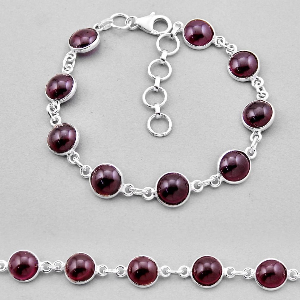 925 sterling silver 22.59cts tennis natural red garnet bracelet jewelry n43444