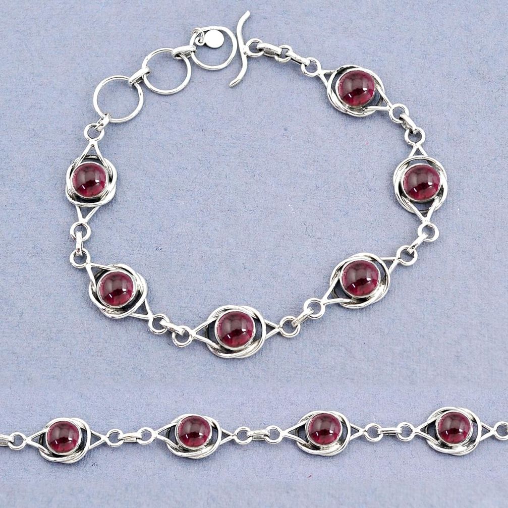 925 sterling silver 15.72cts tennis natural red garnet bracelet jewelry t8389