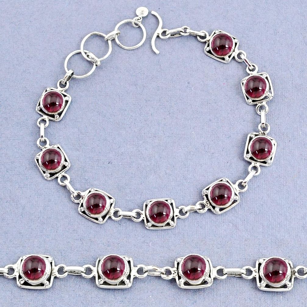 925 sterling silver 17.70cts tennis natural red garnet bracelet jewelry t8406