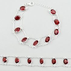 925 sterling silver 24.05cts tennis natural red garnet bracelet jewelry u23423