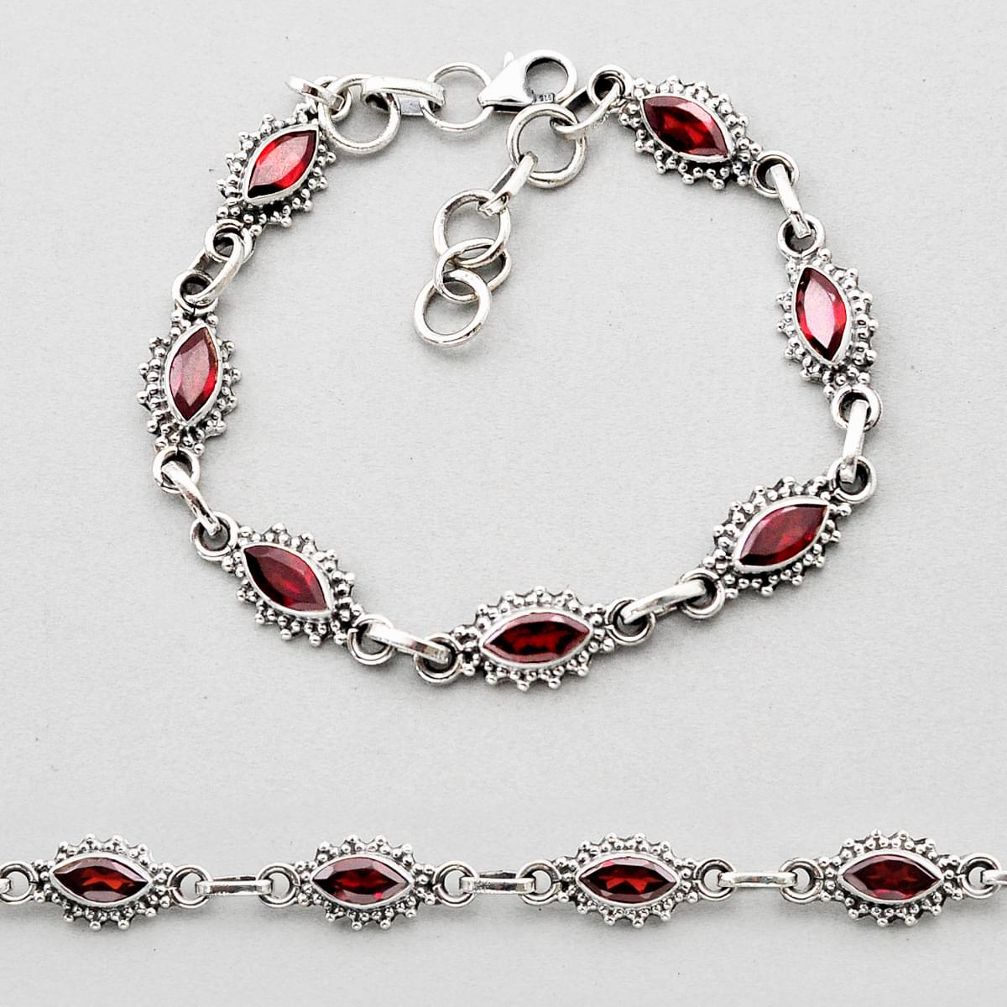 925 sterling silver 9.49cts tennis natural red garnet bracelet jewelry y61643