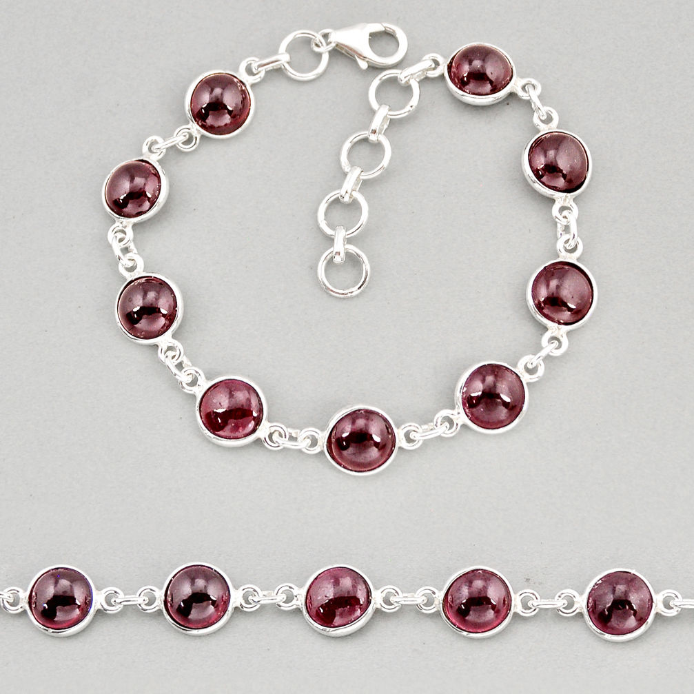 925 sterling silver 27.24cts tennis natural red garnet bracelet jewelry y68734