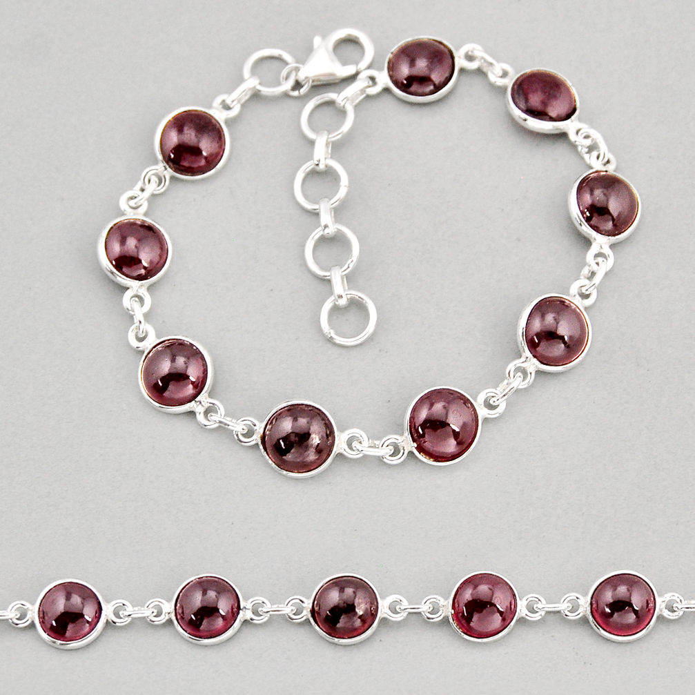 925 sterling silver 27.08cts tennis natural red garnet bracelet jewelry y69268