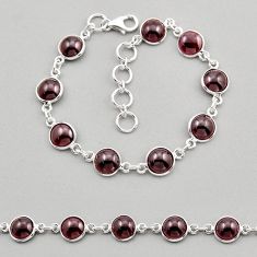 925 sterling silver 27.61cts tennis natural red garnet round bracelet n3623