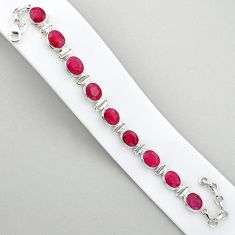 925 sterling silver 36.12cts tennis natural red ruby bracelet jewelry u6300
