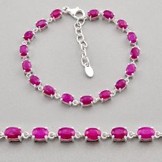 925 sterling silver 16.11cts tennis natural red ruby bracelet jewelry y94431