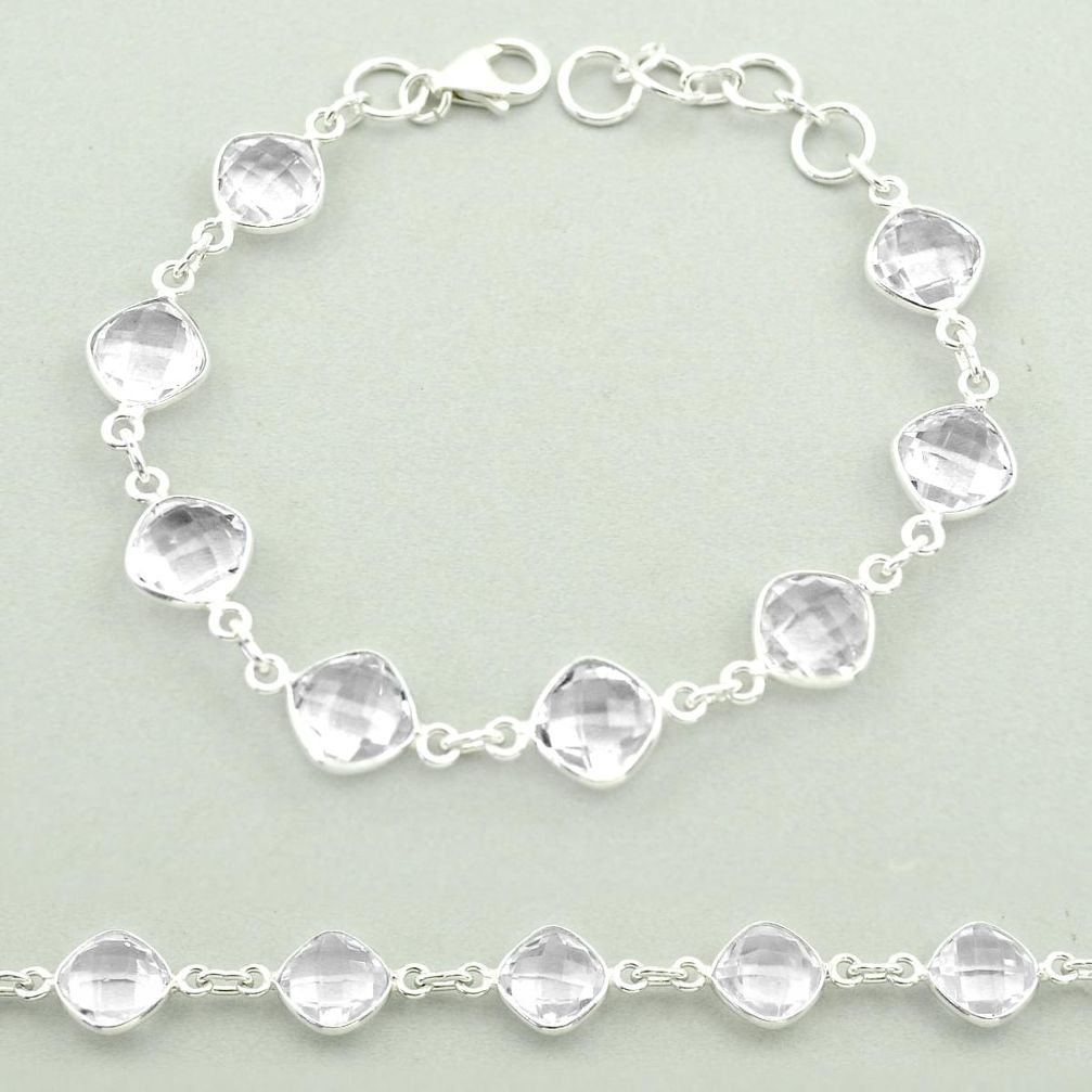 925 sterling silver 21.42cts tennis natural white crystal bracelet t58871