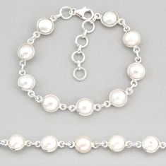 925 sterling silver 28.22cts tennis natural white pearl bracelet jewelry y68729