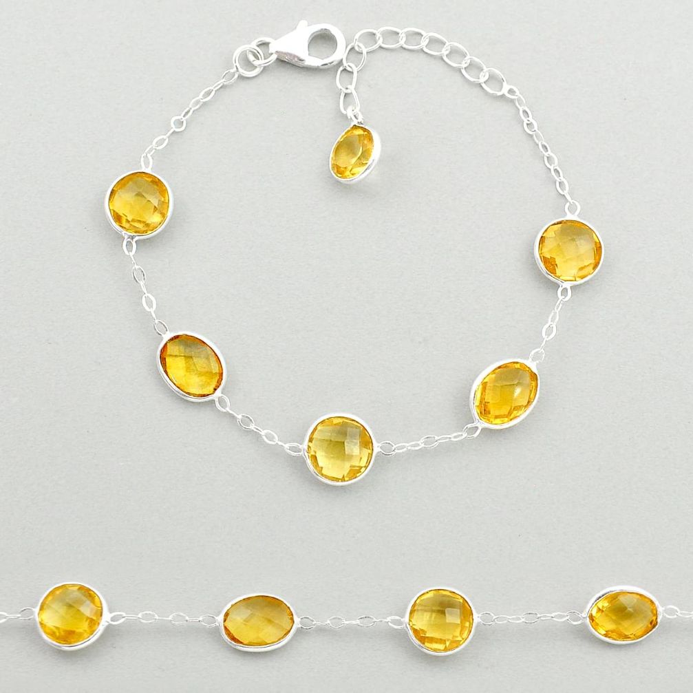 925 sterling silver 10.00cts tennis natural yellow citrine bracelet u23577