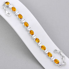 925 sterling silver 19.27cts tennis natural yellow citrine oval bracelet n34314