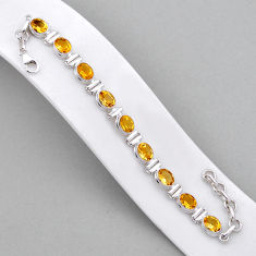 925 sterling silver 19.07cts tennis natural yellow citrine oval bracelet n42070