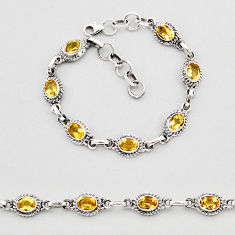 925 sterling silver 9.76cts tennis natural yellow citrine oval bracelet y61693