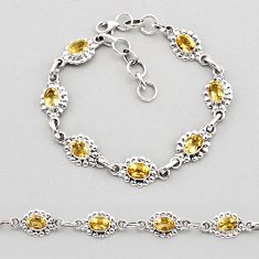 925 sterling silver 10.36cts tennis natural yellow citrine oval bracelet y61696