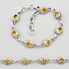 925 sterling silver 9.52cts tennis natural yellow citrine oval bracelet y61698
