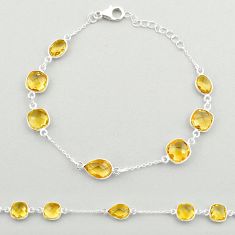 925 sterling silver 14.25cts tennis natural yellow citrine pear bracelet u23547