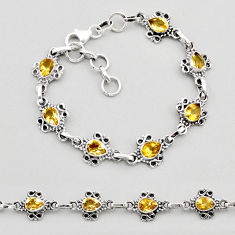 925 sterling silver 9.96cts tennis natural yellow citrine pear bracelet y61680