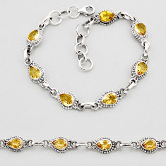 925 sterling silver 9.99cts tennis natural yellow citrine pear bracelet y61689