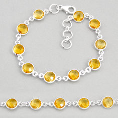 925 sterling silver 18.54cts tennis natural yellow citrine round bracelet y76993