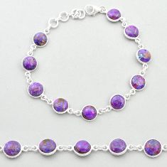 925 sterling silver 22.57cts tennis purple copper turquoise bracelet u48843