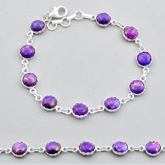 925 sterling silver 17.30cts tennis purple copper turquoise bracelet y25294