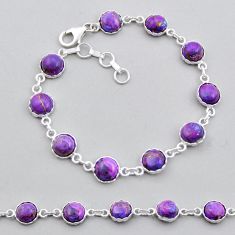925 sterling silver 18.54cts tennis purple copper turquoise bracelet y25300