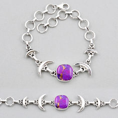 925 sterling silver 5.69cts tennis purple copper turquoise moon bracelet y38490