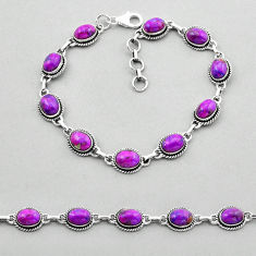 925 sterling silver 20.84cts tennis purple copper turquoise oval bracelet n51869