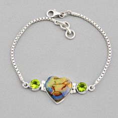 925 sterling silver 7.22cts tennis sterling opal heart peridot bracelet y36332