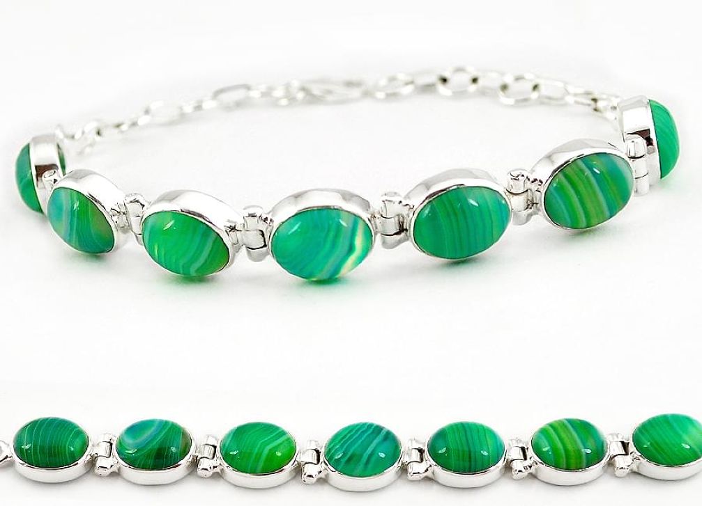 925 sterling silver natural green botswana agate tennis bracelet jewelry j16964