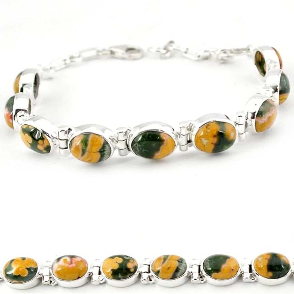 Multi color ocean sea jasper (madagascar) 925 silver tennis bracelet j18101