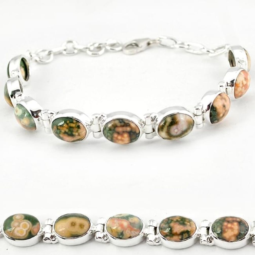 925 silver multi color ocean sea jasper (madagascar) tennis bracelet j18104