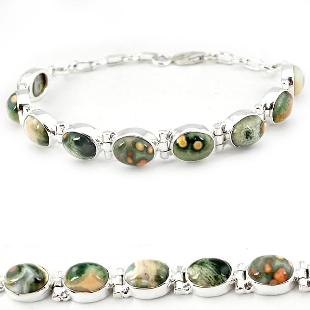 Multi color ocean sea jasper (madagascar) 925 silver tennis bracelet j18108