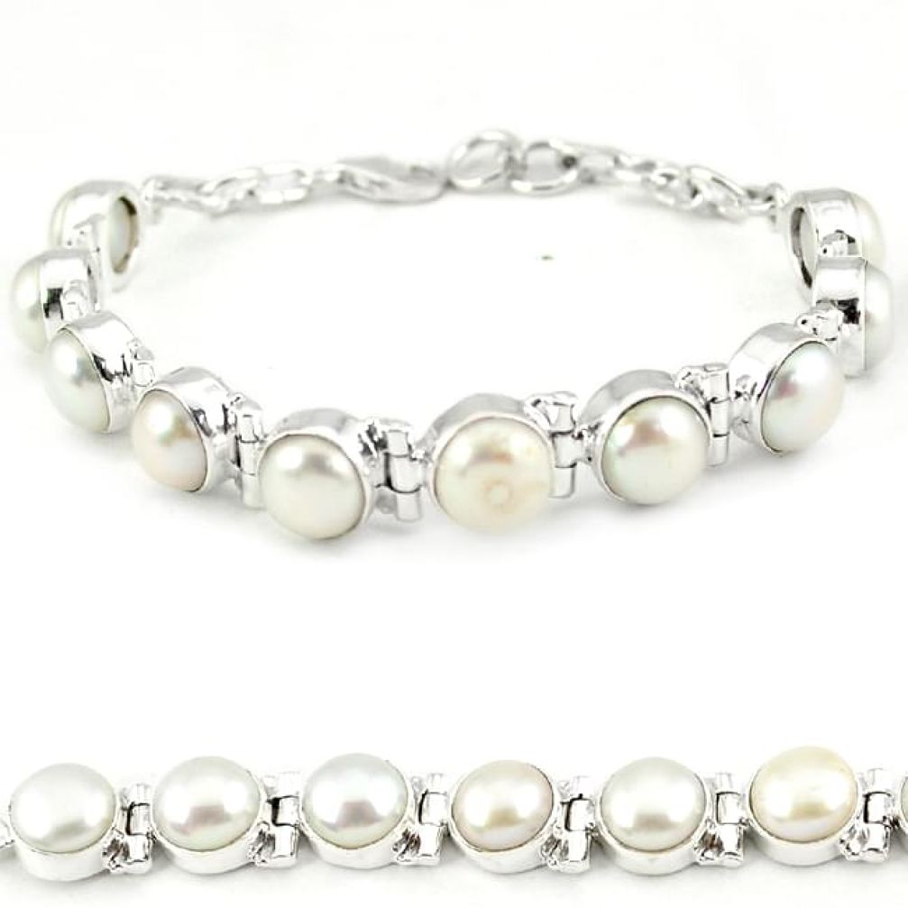 Natural freshwater pearl 925 sterling silver tennis bracelet jewelry j18119
