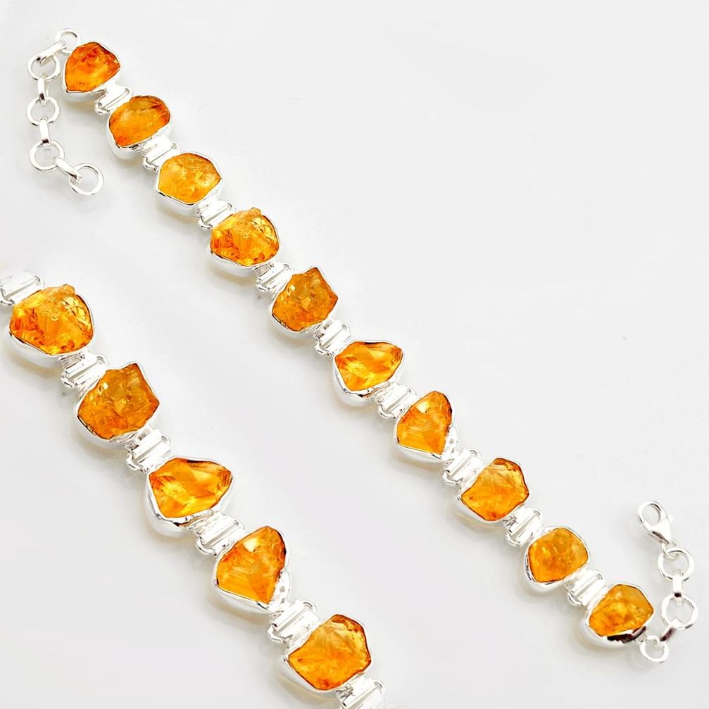 50.14cts yellow citrine rough 925 sterling silver tennis bracelet jewelry r17013