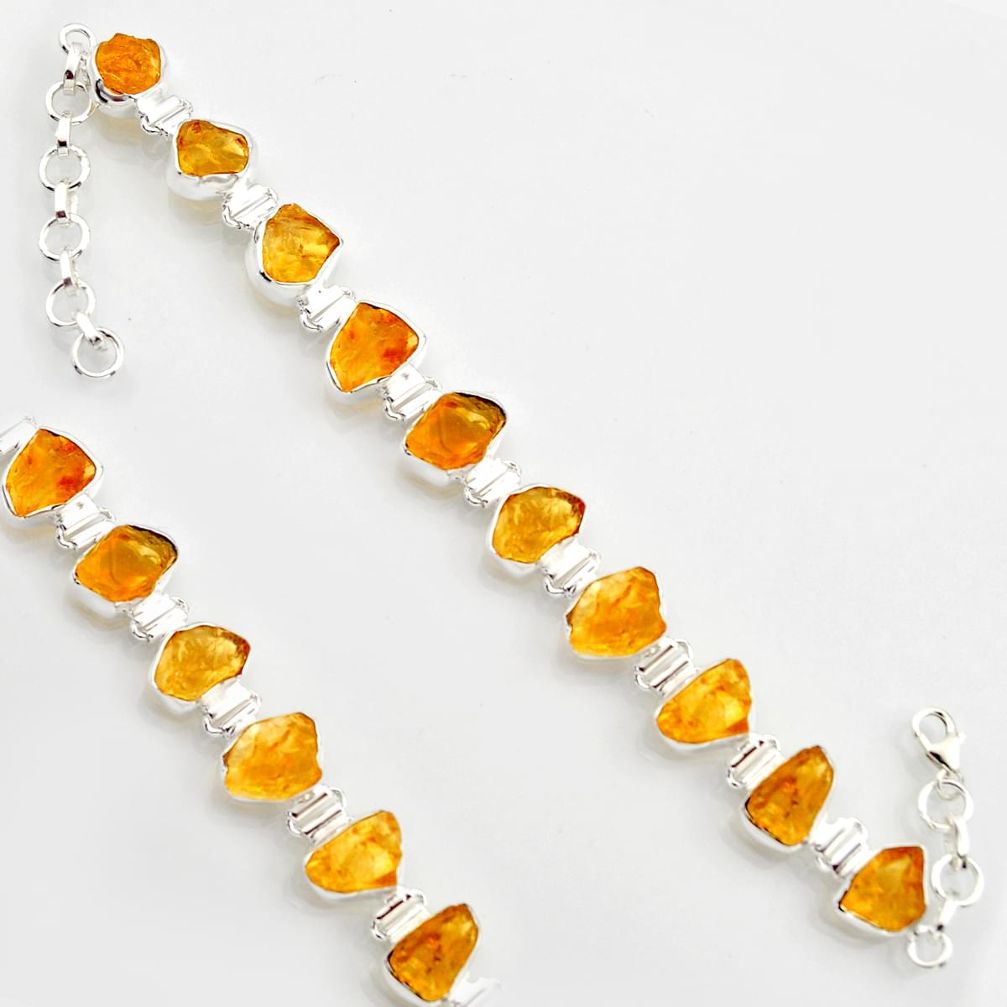 44.30cts yellow citrine rough 925 sterling silver tennis bracelet jewelry r17014