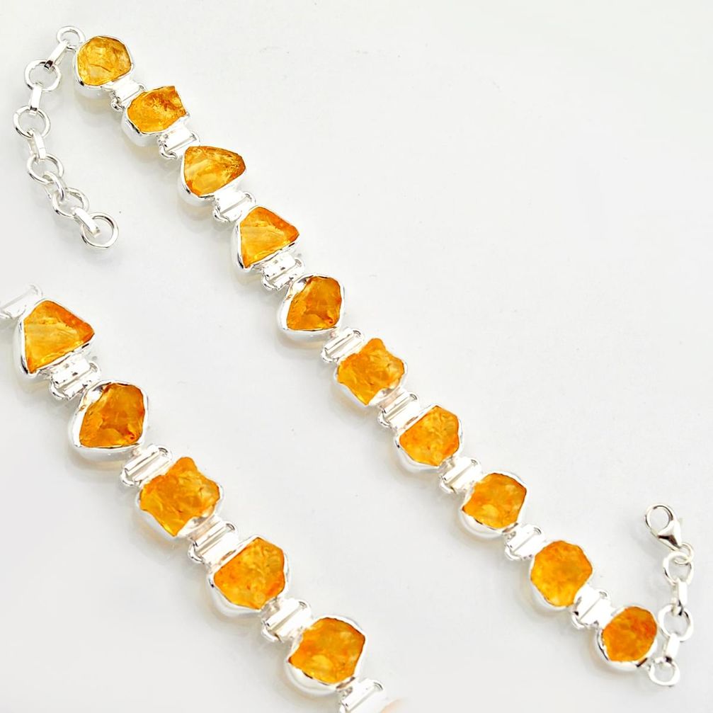 40.17cts yellow citrine rough 925 sterling silver tennis bracelet jewelry r17016