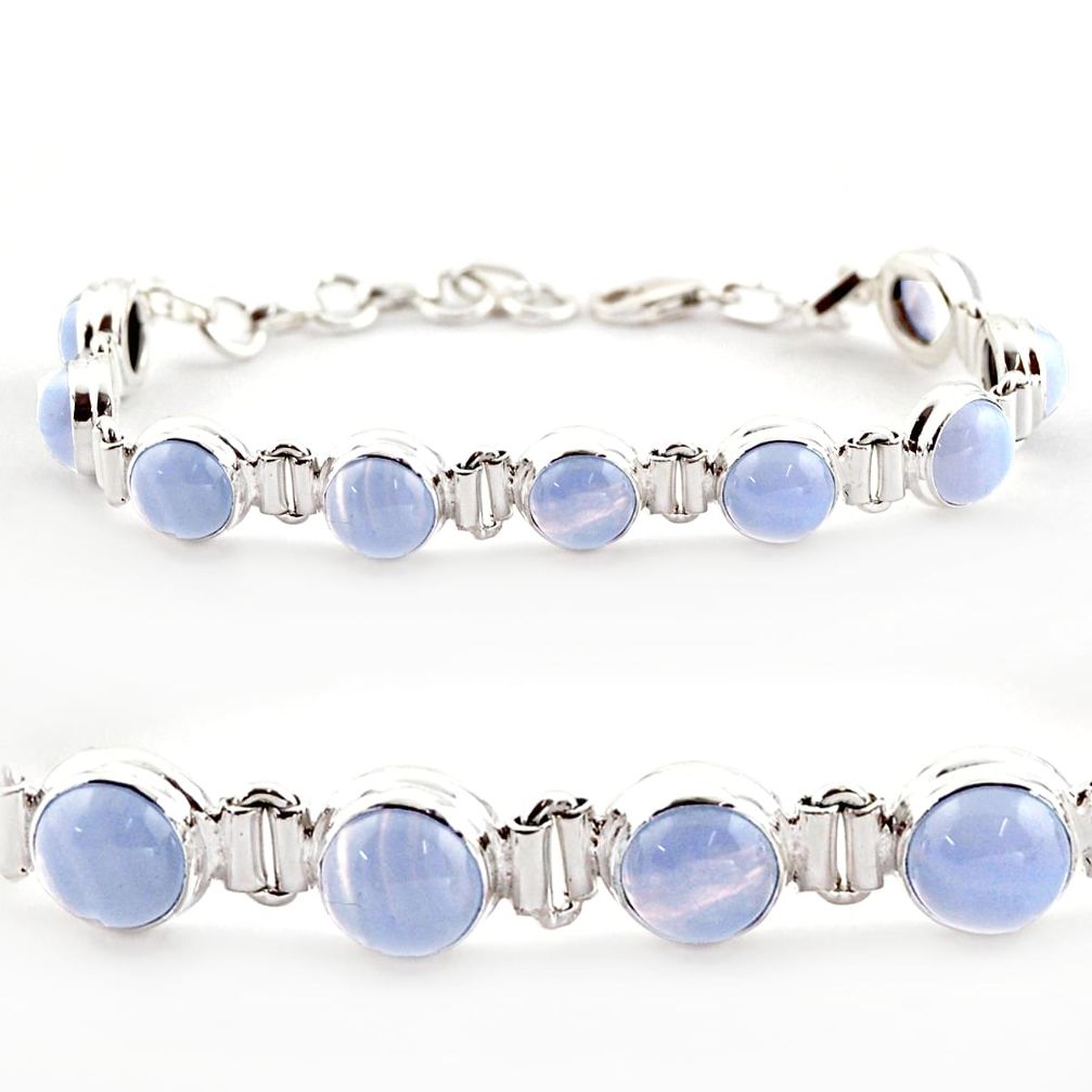 28.71cts natural blue lace agate 925 sterling silver tennis bracelet r17841
