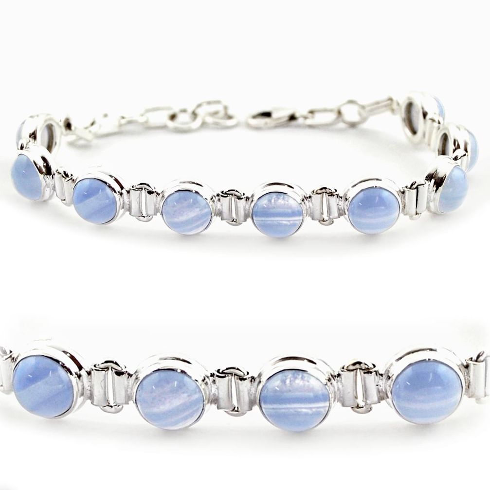 925 silver 28.95cts natural blue lace agate round tennis bracelet r17843