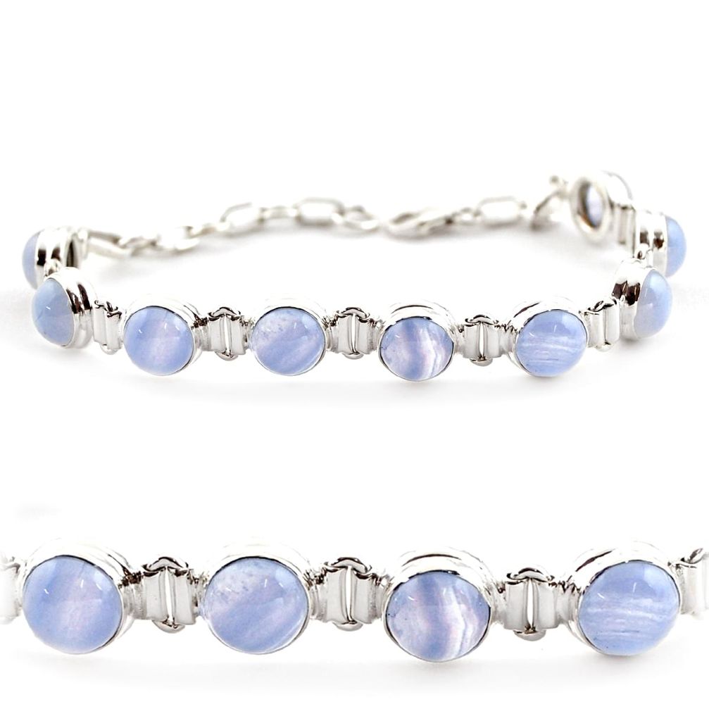 28.95cts natural blue lace agate 925 sterling silver tennis bracelet r17846