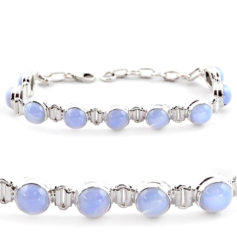 925 sterling silver 29.34cts natural blue lace agate tennis bracelet r17847