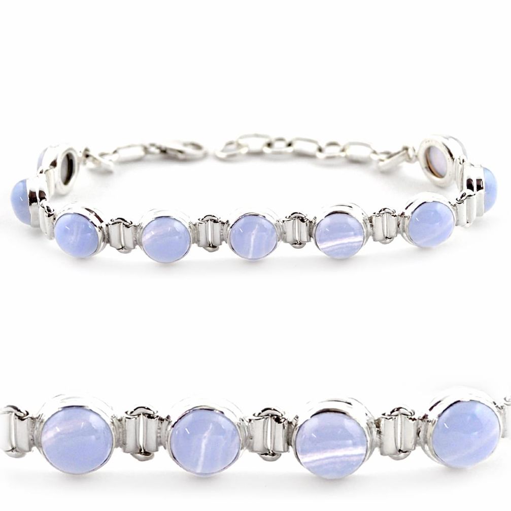28.95cts natural blue lace agate 925 sterling silver tennis bracelet r17849