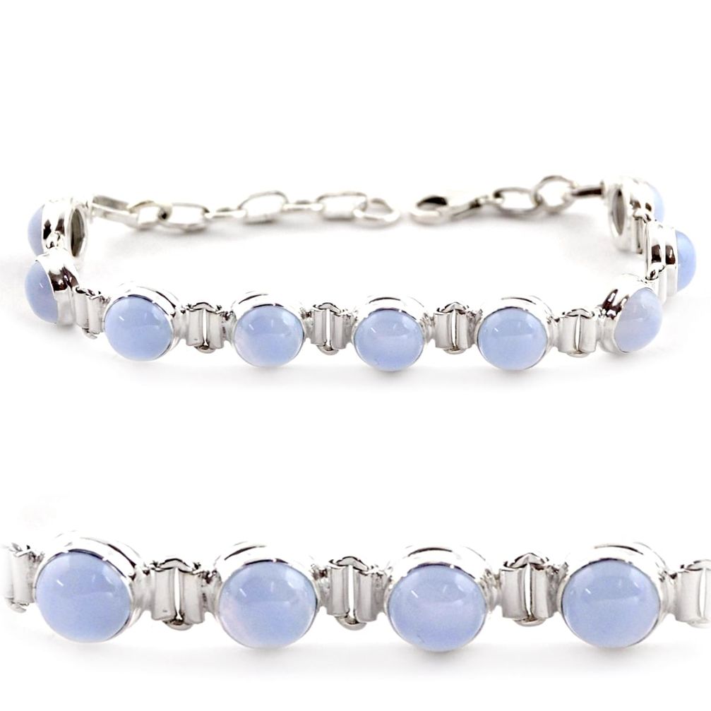 925 sterling silver 29.34cts natural blue lace agate tennis bracelet r17851