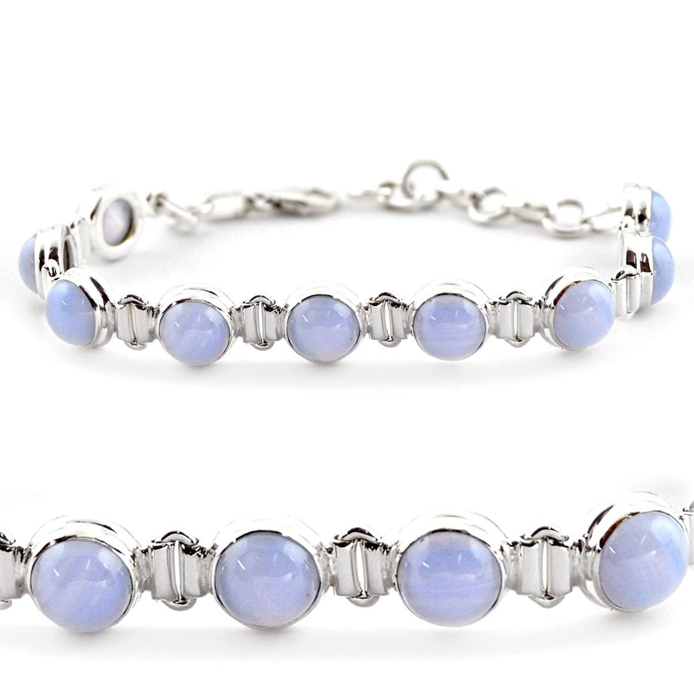 28.95cts natural blue lace agate 925 sterling silver tennis bracelet r17852