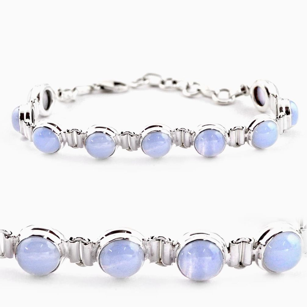 28.37cts natural blue lace agate 925 sterling silver tennis bracelet r17853