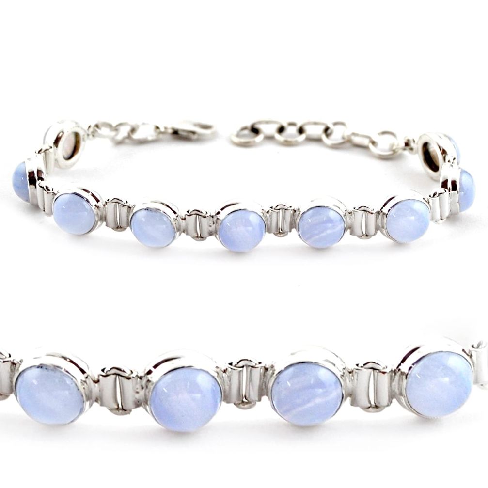 29.34cts natural blue lace agate 925 sterling silver tennis bracelet r17858