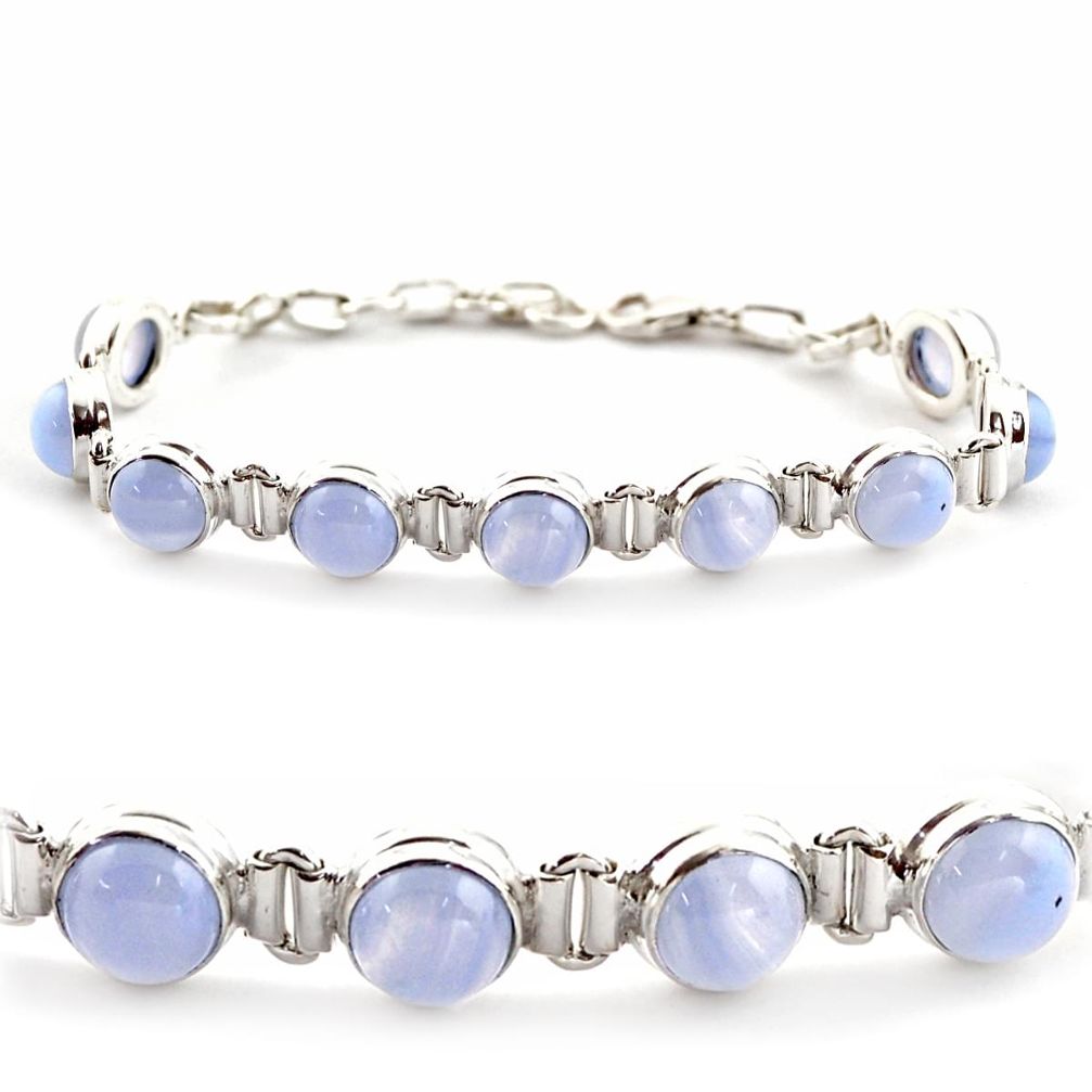 28.95cts natural blue lace agate 925 sterling silver tennis bracelet r17860