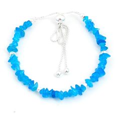 14.40cts adjustable blue apatite quartz 925 silver beads bracelet jewelry u30279