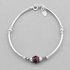 5.69gms adjustable green blue pink enamel 925 silver bracelet jewelry n20301