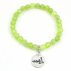 32.10cts adjustable green prehnite quartz 925 silver beads bracelet u30161